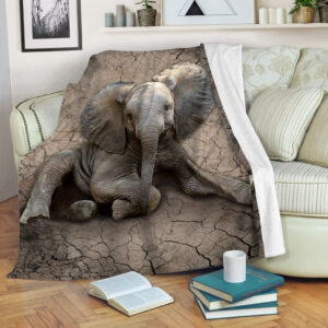 Elephants Dry Soil Cracking 3d Fleece Throw&hellip;