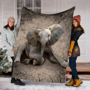 Elephants Dry Soil Cracking 3d Fleece Throw&hellip;