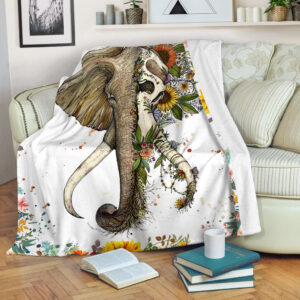 Elephants Flower Art Fleece Throw Blanket –&hellip;