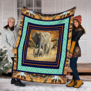 Elephants Pic Fleece Throw Blanket – Throw&hellip;