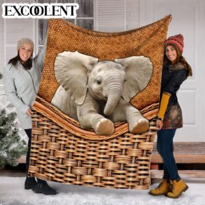 Elephants Rattan Texture Fleece Throw Blanket –&hellip;