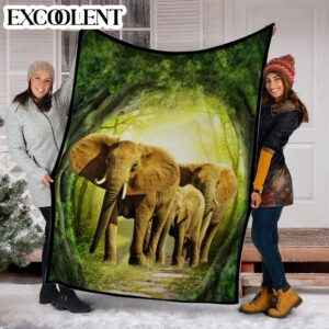 Elephants Tree Ring Fleece Throw Blanket –&hellip;