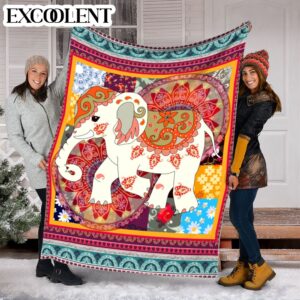 Elephants Vintage Square Fleece Throw Blanket –&hellip;