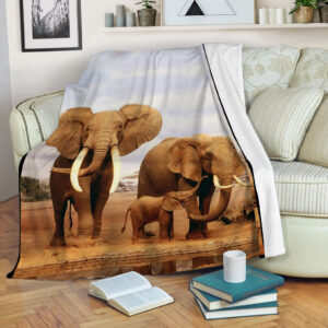 Elephants With Child Wallpapers Fleece Throw Blanket&hellip;