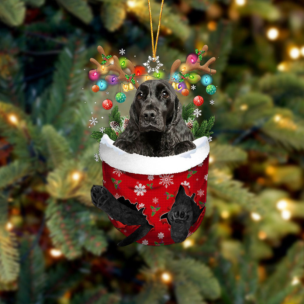 English Cocker Spaniel In Snow Pocket Christmas Ornament – Gifts For Pet Lovers – Flat Acrylic Dog Ornament