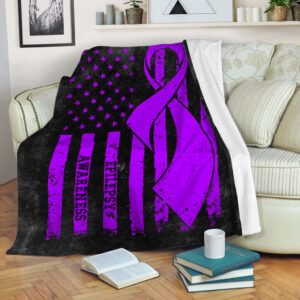 Epilepsy American Usa Flag Black Fleece Throw&hellip;