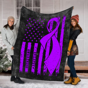 Epilepsy American Usa Flag Black Fleece Throw&hellip;