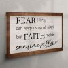 Faith Over Fear Canvas Wall Art – White Daisy Flowers – Christian Wall Art Canvas