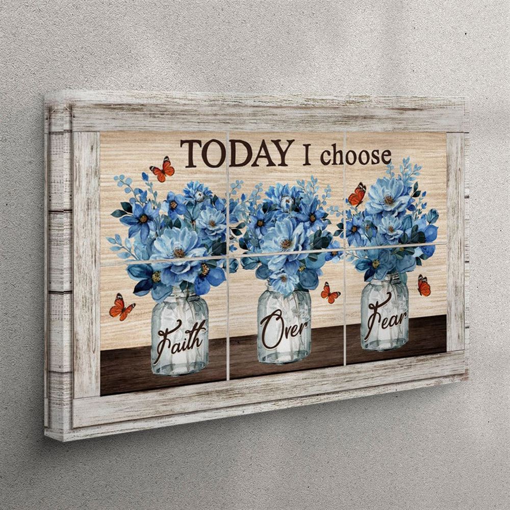 Faith Over Fear Canvas Wall Art – Butterfly Floral – Christian Wall Art Canvas