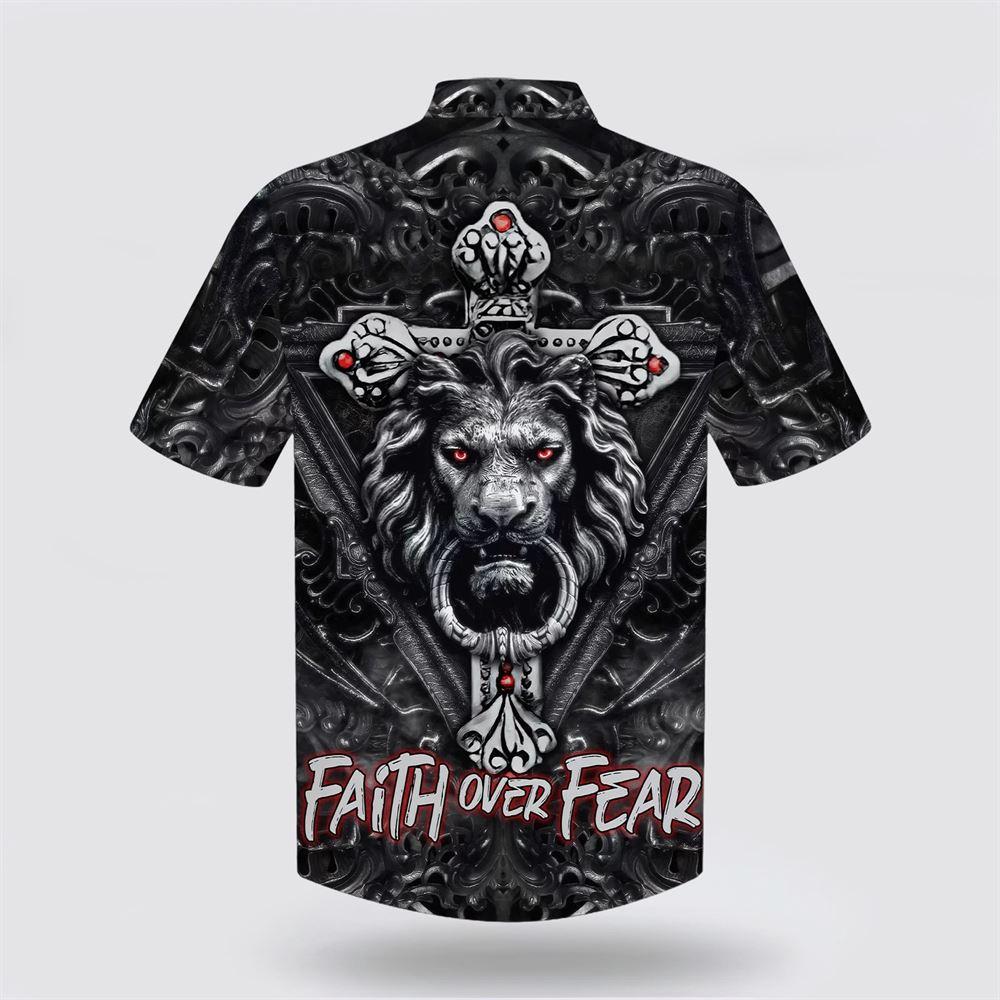 Faith Over Fear Gothic Lion Black Hawaiian Shirts – Gifts For Christians