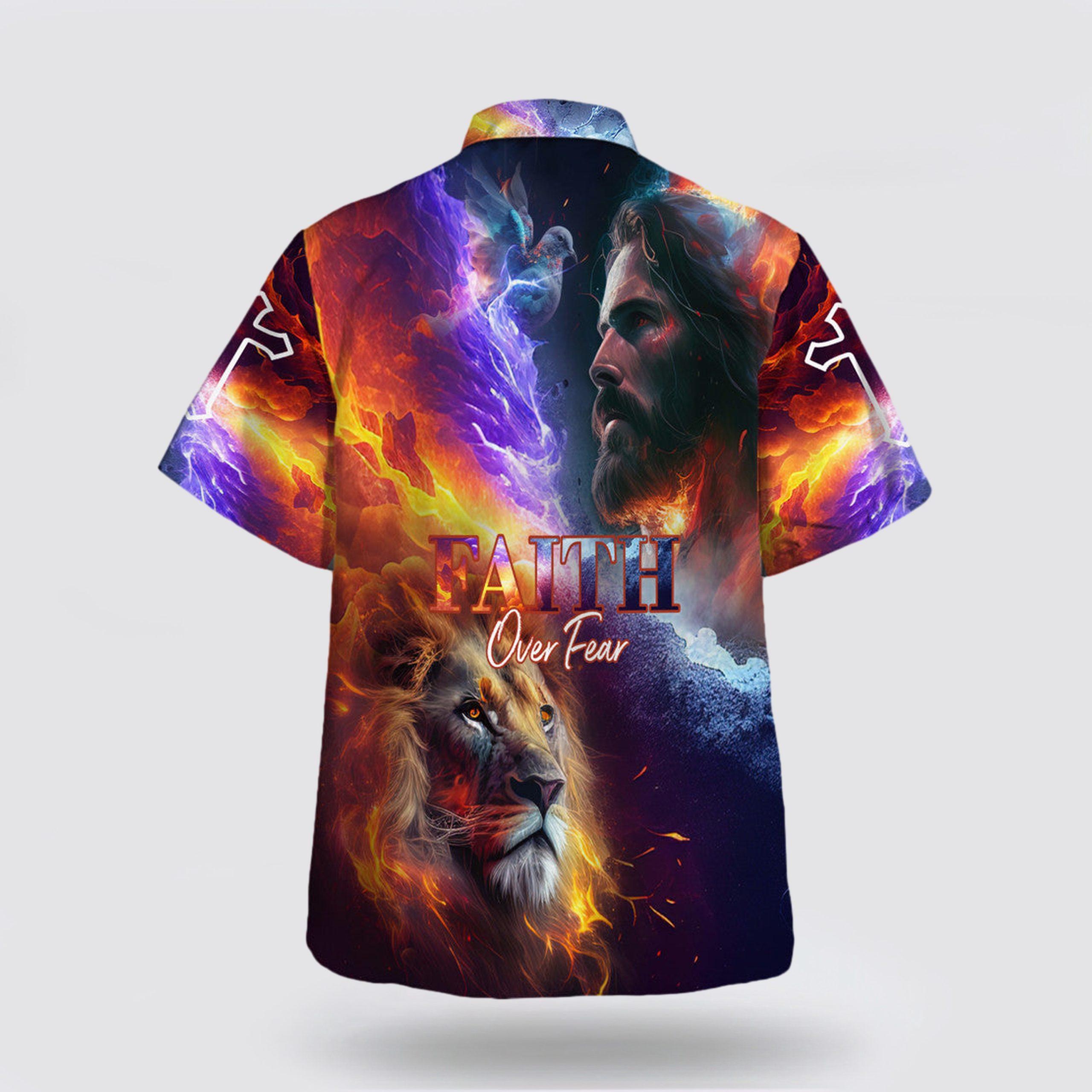 Faith Over Fear Jesus Lion Of Judah Hawaiian Shirts – Gifts For People Who Love Jesus