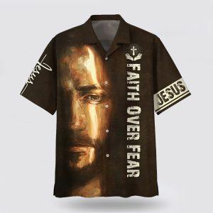 Faith Over Fear Jesus Portrait Hawaiian Shirts&hellip;