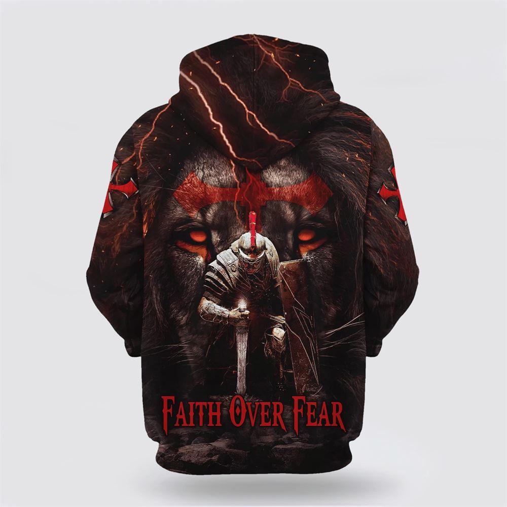 Faith Over Fear  Knight Of The Lion All Over Print 3D Hoodie – Gifts For Christians