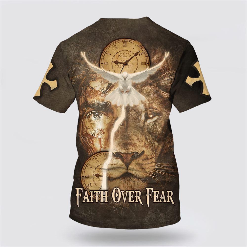 Faith Over Fear Lion Dove All Over Print 3D T Shirt – Gifts For Jesus Lovers