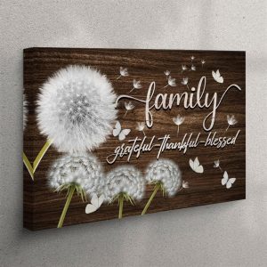 Family Grateful Thankful Blessed Canvas Wall Art&hellip;