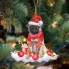 Fawn Pug Christmas Tree Gift Hanging Christmas Plastic Hanging Ornament – Holiday Ornaments
