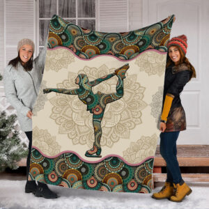 Figure Skating Vt Vintage Mandala Fleece Throw&hellip;