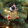 French Bulldog Xmas Boot-Two Sided Christmas Plastic Hanging Ornament – Funny Ornament