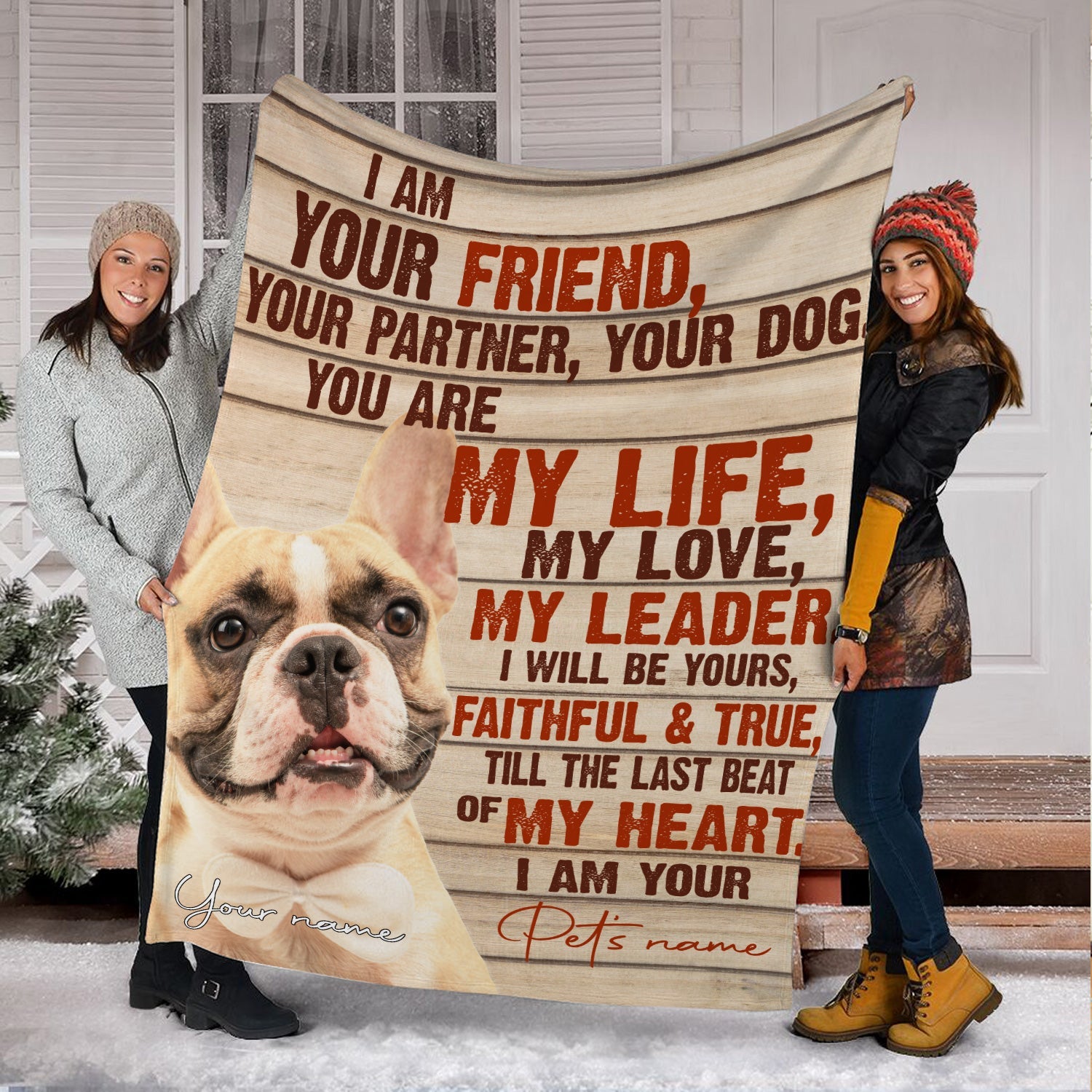 French Bulldog – Your Friend Your Partner Blanket – Gift For Dog Loverrs – Memorial Sherpa Blanket, Fleece Blanket