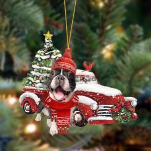 French Bulldog Christmas Car Two Sided Christmas&hellip;