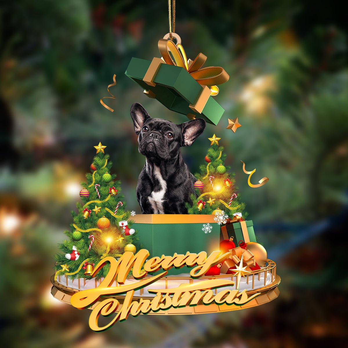 French Bulldog  Christmas Gifts&Dogs Hanging Christmas Plastic Hanging Ornament