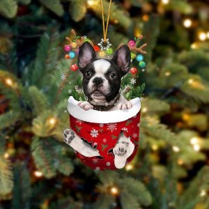 French Bulldog In Snow Pocket Christmas Ornament&hellip;