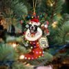 French Bulldog Sit On The Blue Moon-Two Sided Christmas Plastic Hanging Ornament