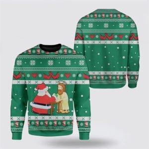 Funny Jesus & Santa Ugly Christmas Sweater&hellip;