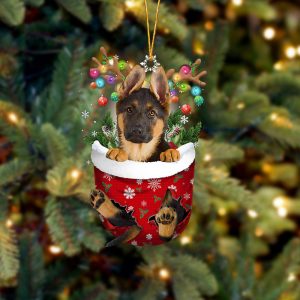 German Shepherd In Snow Pocket Christmas Ornament&hellip;