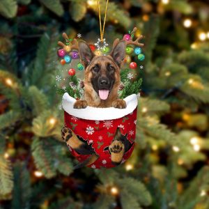German Shepherd In Snow Pocket Christmas Ornament&hellip;