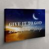 Give It To God And Go To Sleep Wall Art Canvas – Mountain Christian Wall Art – Bible Verse Wall Art
