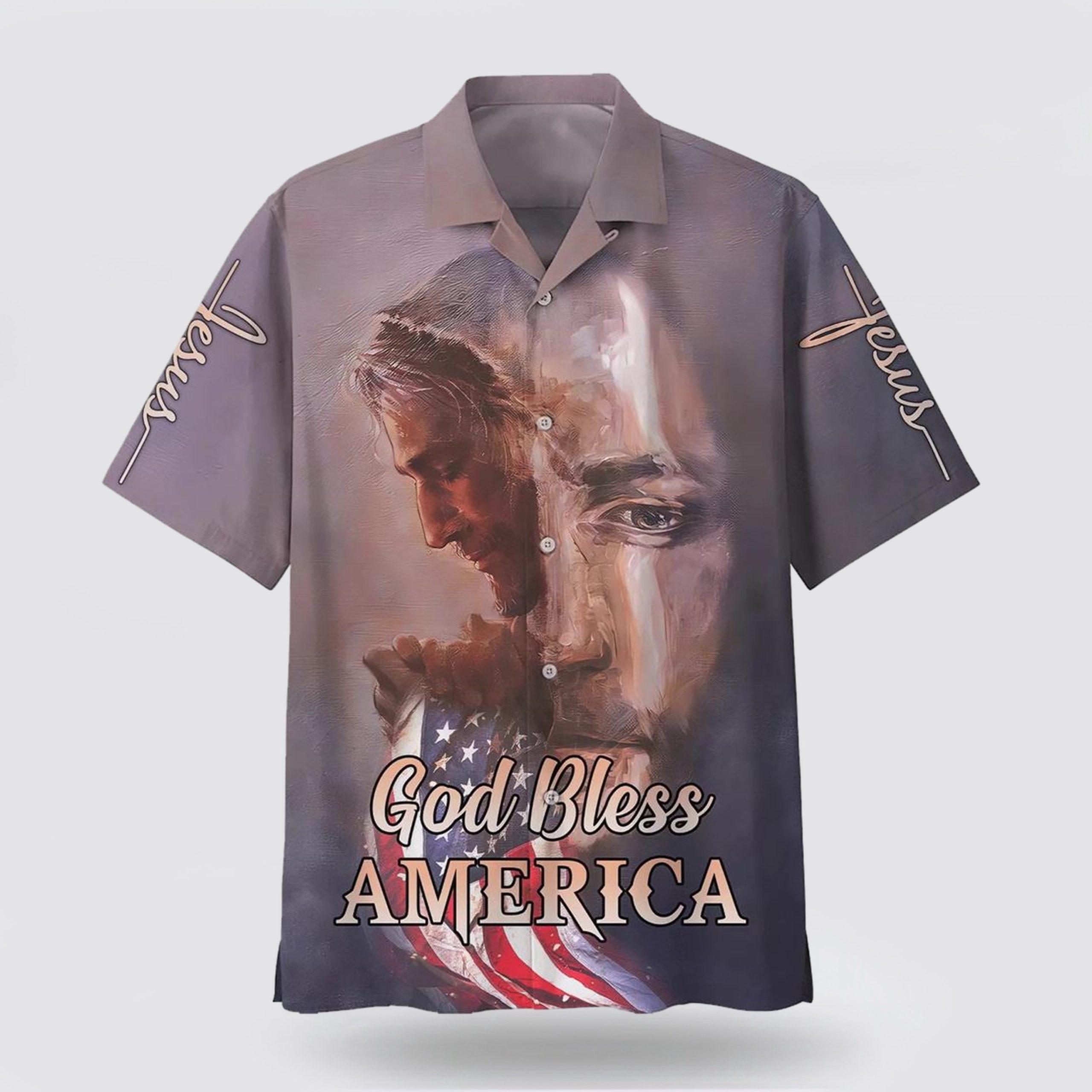 God Bless America Jesus Face Hawaiian Shirts – Gifts For People Who Love Jesus