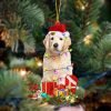 Golden Retriever Christmas House Two Sided Christmas Plastic Hanging Ornament – Gifts For Dog Lovers