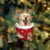 Golden Retriever  In Snow Pocket Christmas Ornament – Flat Acrylic Dog Ornament