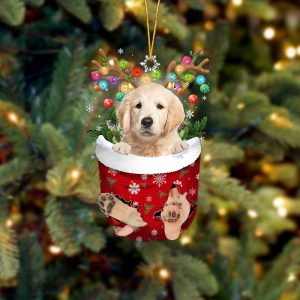 Golden Retriever In Snow Pocket Christmas Ornament&hellip;