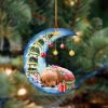 Goldendoodle-Sit On The Moon-Two Sided Christmas Plastic Hanging Ornament