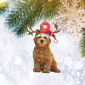 Goldendoodle Christmas Reindeer Ornament Flat 2d, Dog&hellip;