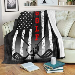 Golf American Usa Flag Black Fleece Throw&hellip;
