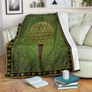 Golf Ball Tee Gold Fleece Throw Blanket&hellip;
