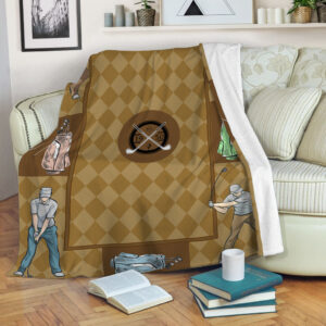 Golf Boy Geometric Vintage Fleece Throw Blanket&hellip;
