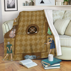 Golf Girl Geometric Vintage Fleece Throw Blanket&hellip;