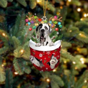 Great Dane In Snow Pocket Christmas Ornament&hellip;