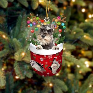 Grey Miniature Schnauzer In Snow Pocket Christmas&hellip;