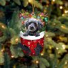 Grey Miniature Schnauzer In Snow Pocket Christmas Ornament – Flat Acrylic Dog Ornament