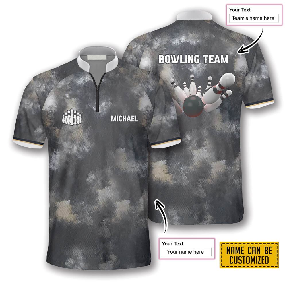 Grey Tie Dye Bowling Personalized Names And Team Jersey Shirt – Gift For Bowling Enthusiasts