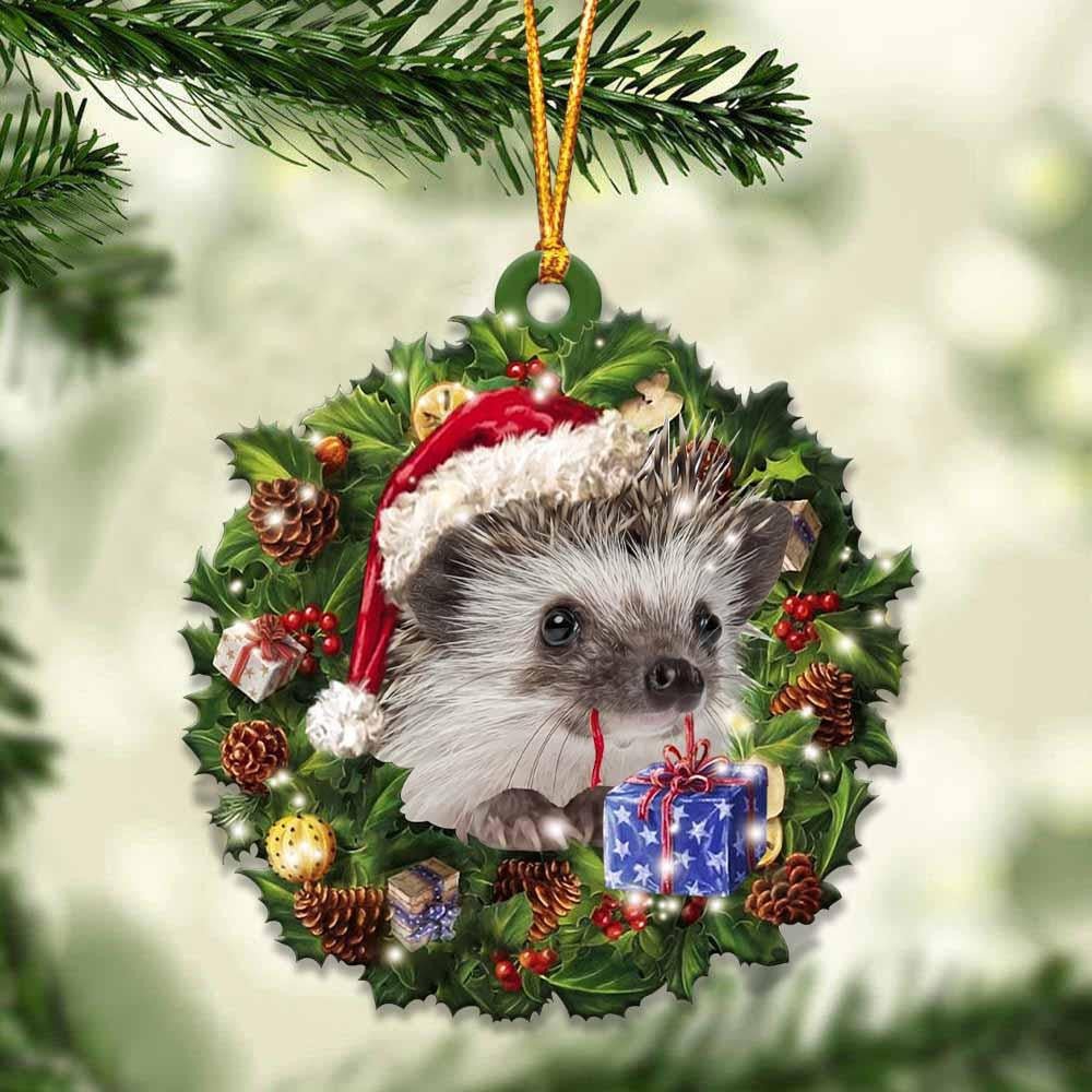 Hedgehog And Christmas Gift For Her Gift For Him Gift For Hedgehog Lover Christmas Plastic Hanging Ornament Hedgehog And Christmas Gift For Her Gift For Him Gift For Hedgehog Lover Christmas Plastic Hanging Ornament