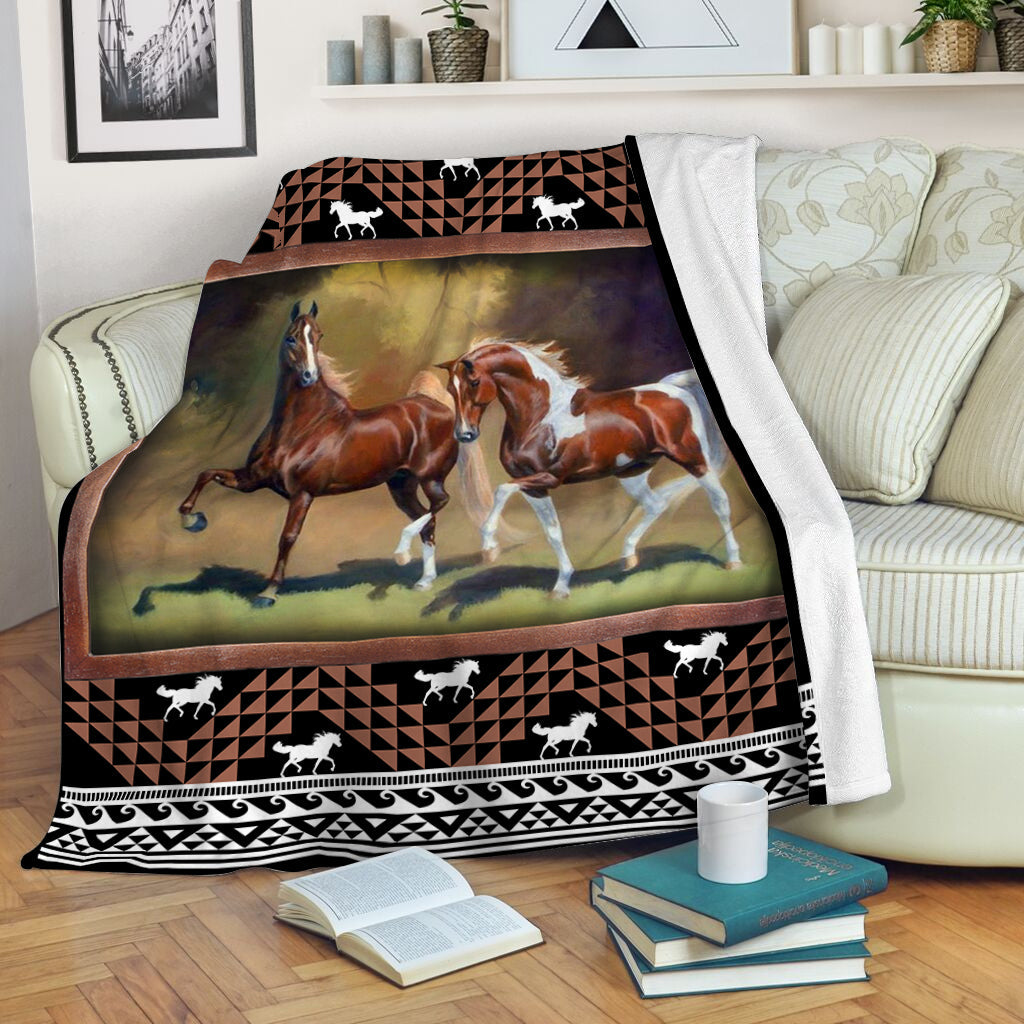 Horse Tribal Natural Pictures Fleece Throw Blanket – Throw Blankets For Couch – Best Blanket For All Seasons