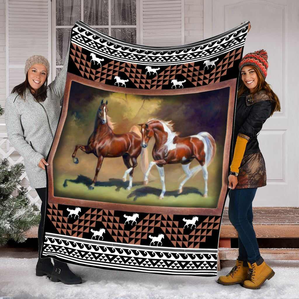Horse Tribal Natural Pictures Fleece Throw Blanket – Throw Blankets For Couch – Best Blanket For All Seasons