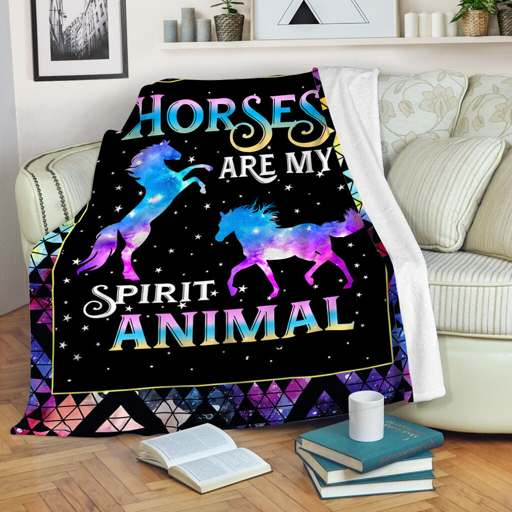 Horses Are My Spirit Animal Fleece Throw Blanket – Throw Blankets For Couch – Best Blanket For All Seasons