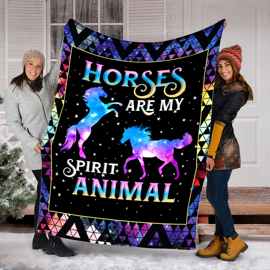 Horses Are My Spirit Animal Fleece Throw Blanket – Throw Blankets For Couch – Best Blanket For All Seasons